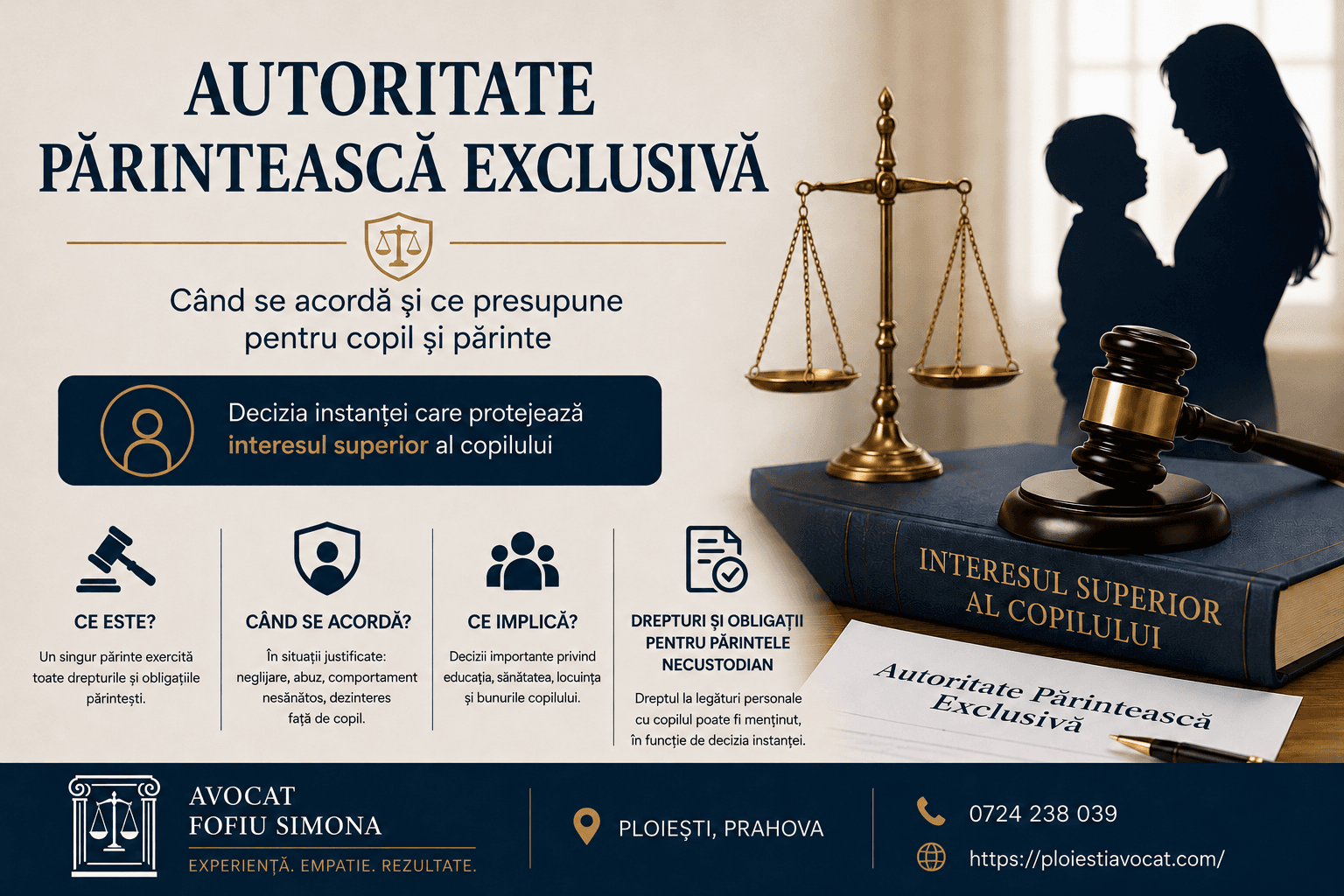 Dosar de instanță privind exercitarea autorității părintești, pregătit pentru depunere la judecătorie