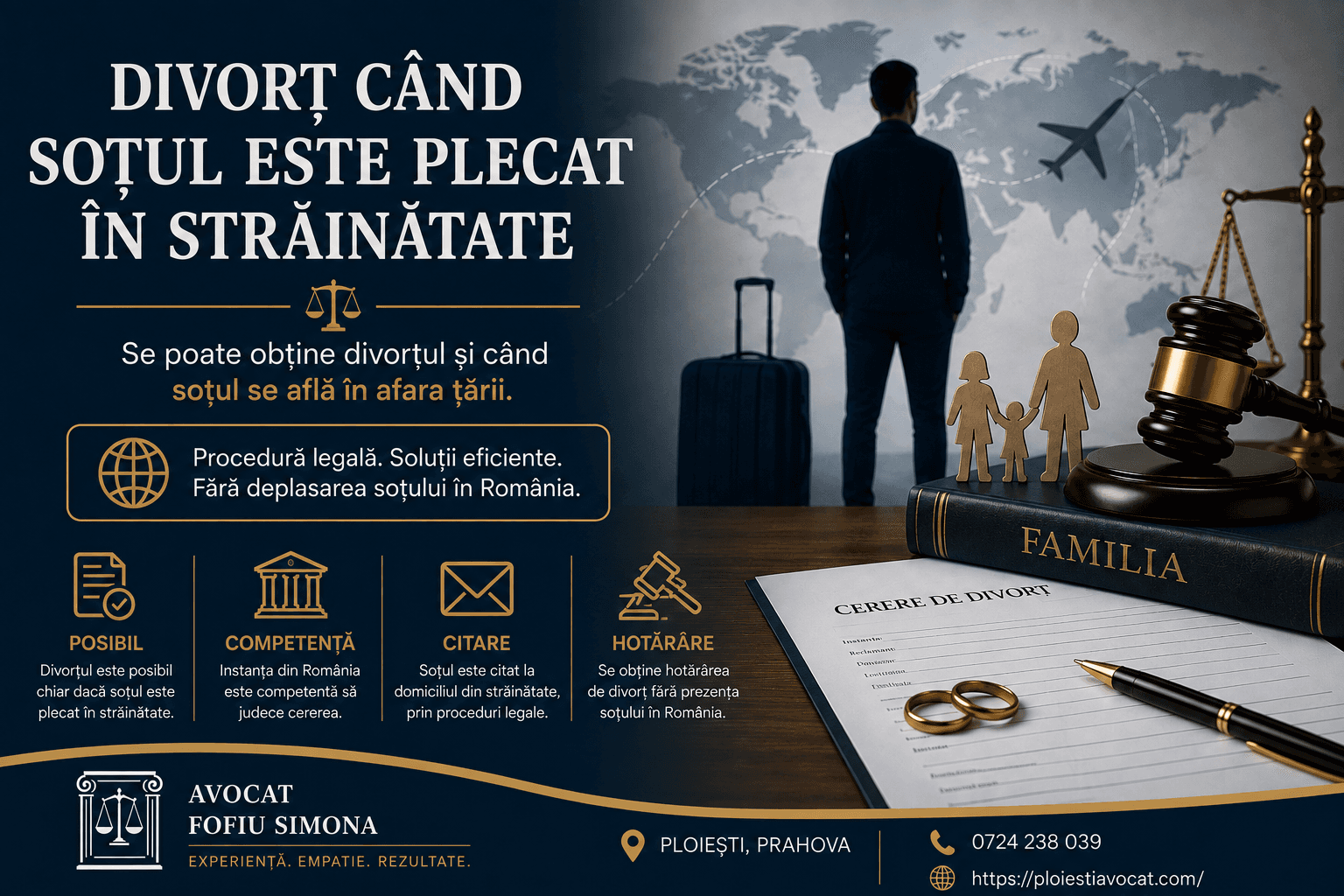 Comunicarea actelor de divorț către un soț aflat în străinătate