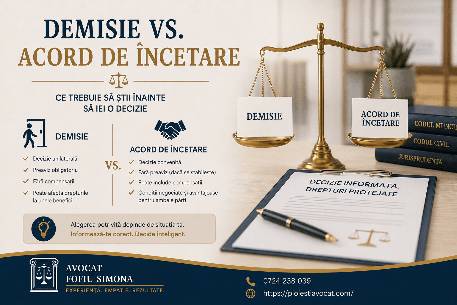 Demisie vs. acord de încetare: ce pierdeți în fiecare variantă