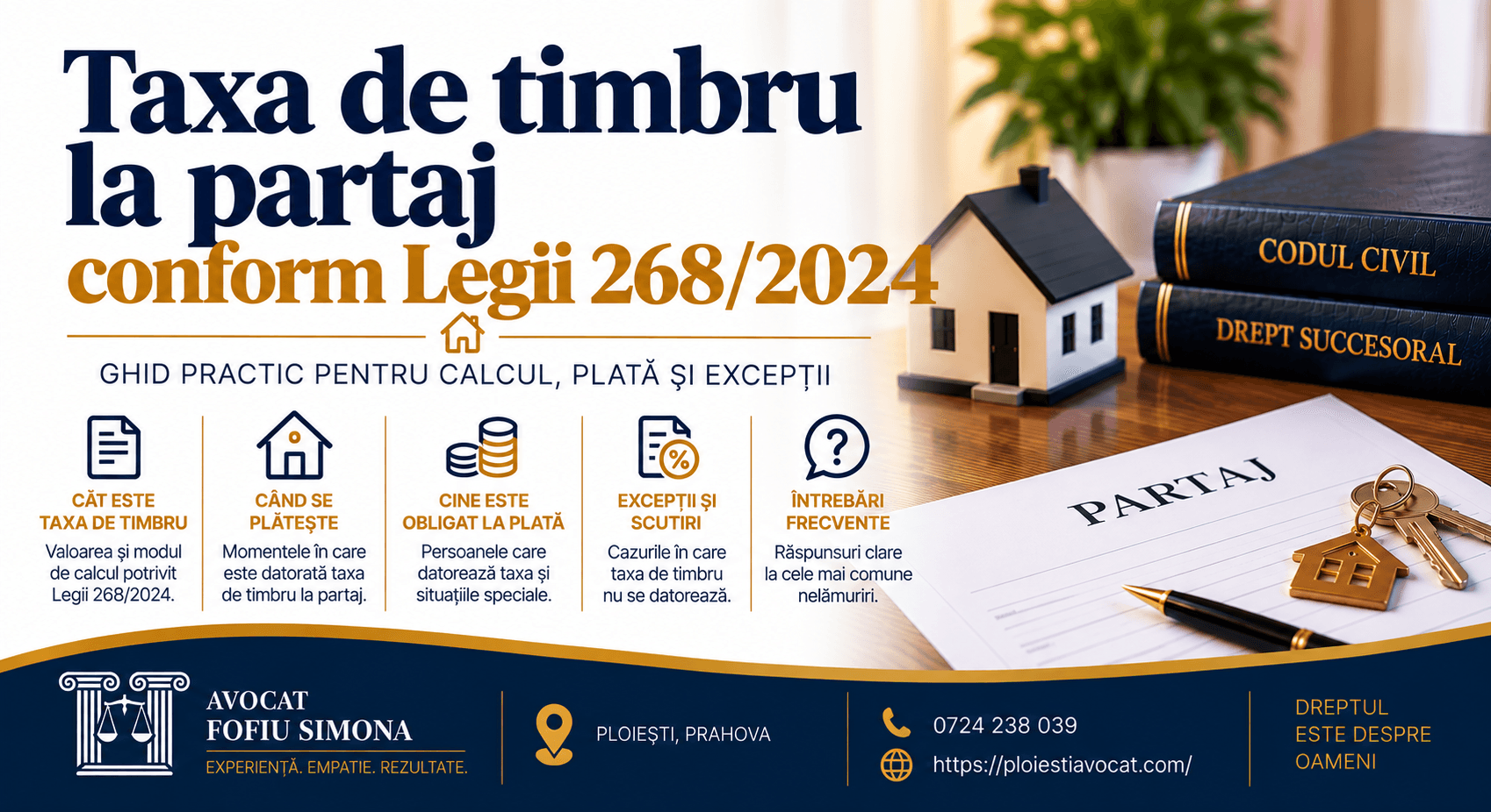 Taxa de timbru la partaj în 2026: ce a schimbat Legea nr. 268/2024